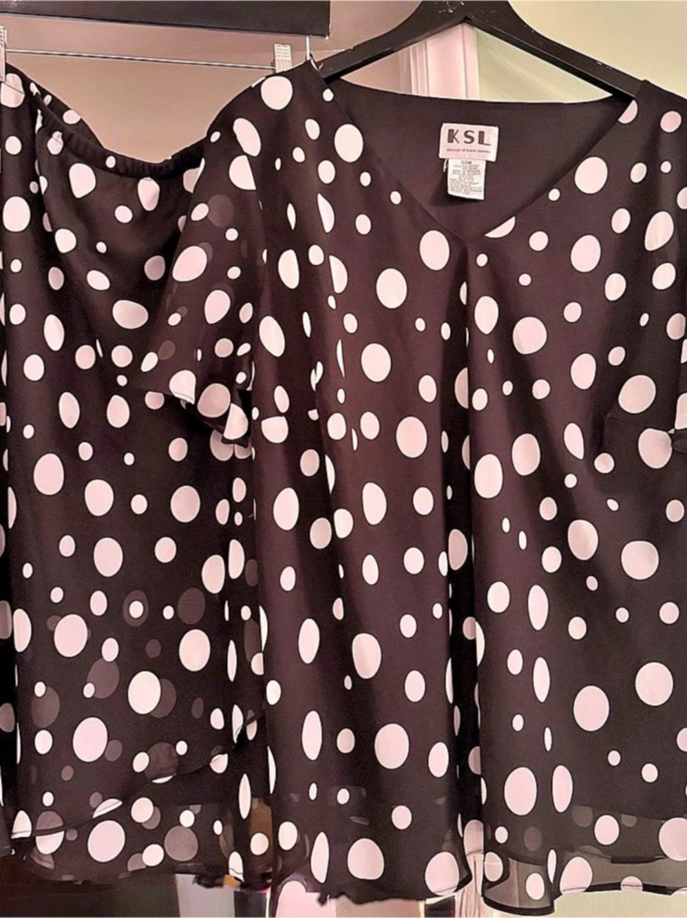 KSL Polka Dot Blouse in Black & Pink Size 20W